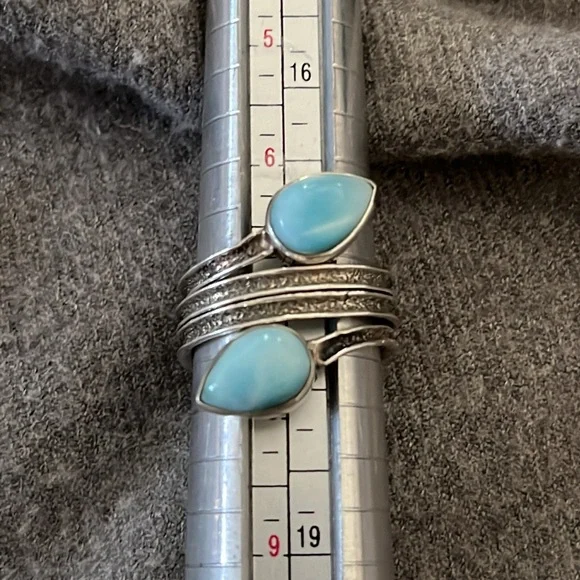 Sterling Artisan Larimar Ring-7 - Picture 6 of 8